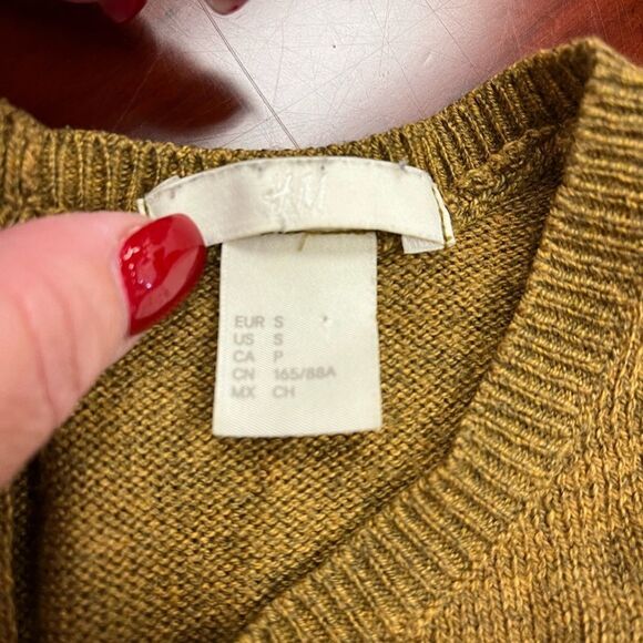 H&M Mustard & Brown Marled Knit Back Zipper Sweater sz S EUC - Picture 3 of 5